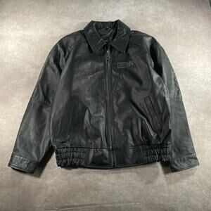 Vintage NRA Genuine Black Leather Bomber Jacket Men’s Large